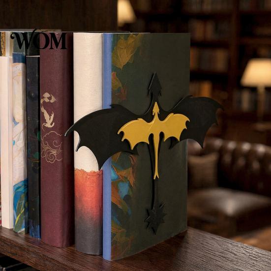 Fantasy Bookshelf Decor Double Dragon Bookends, Vintage Flying Decor, Stable Gothic Accessories Sculpture Book Stopper for Shelves, Gifts Lovers Home