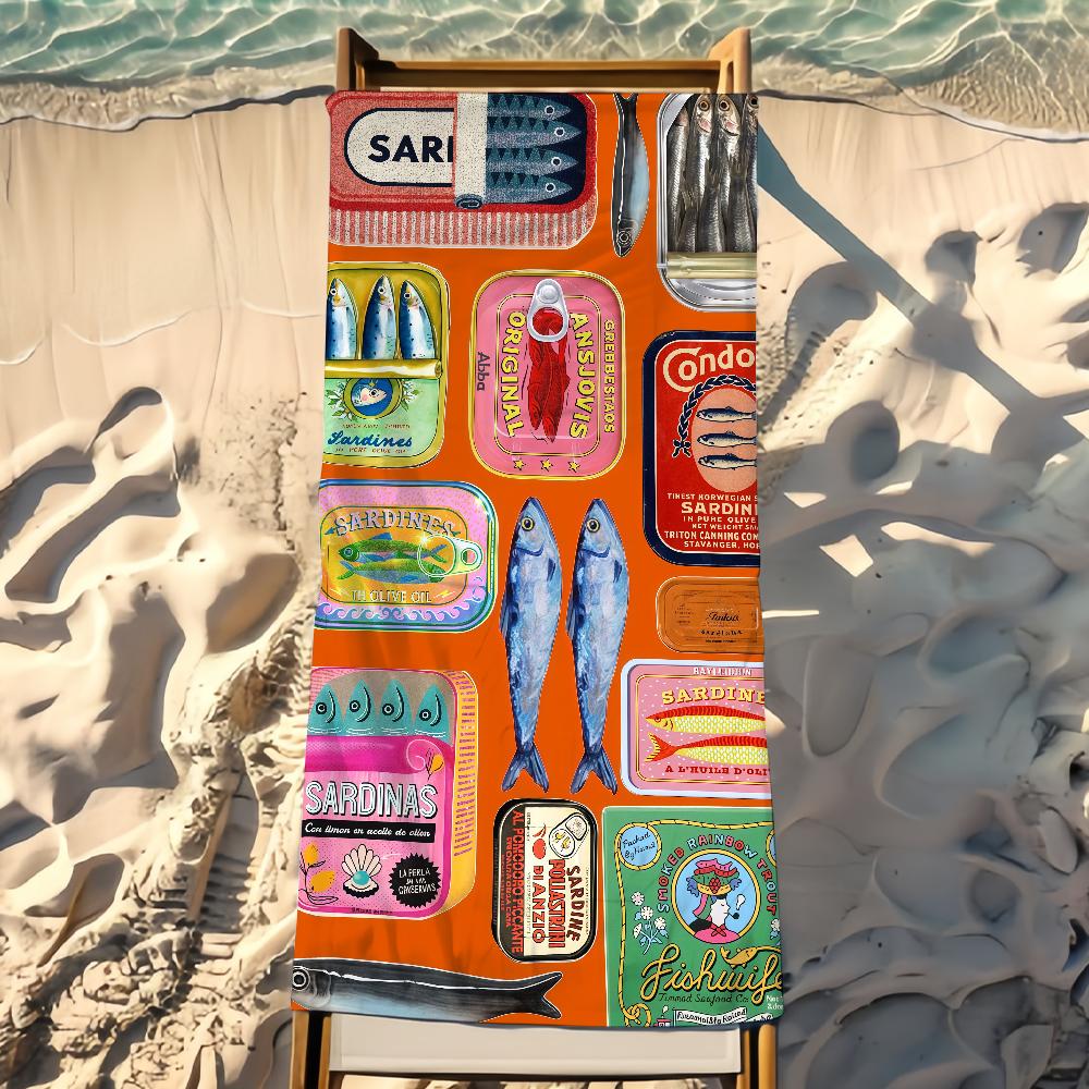 Sardinen Handtuch Strandtuch Reise Leicht Hautfreundlich für Pool Strand Camping Kreuzfahrt Sommer