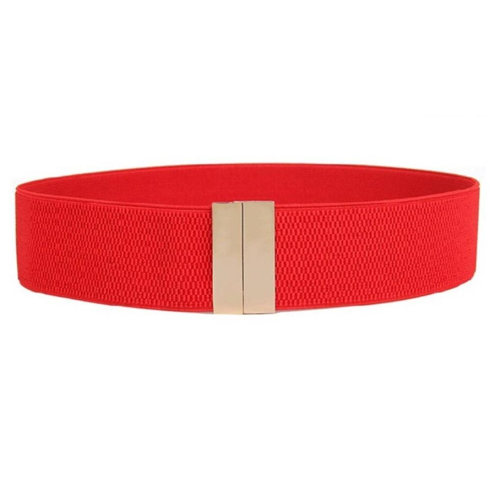 

Женский широкий эластичный пояс с металлической пряжкой - Регулируемый утягивающий пояс для платья, Подходит для свадеб, вечеринок, пояса плюс-сайз, женские ремни для платьев one size