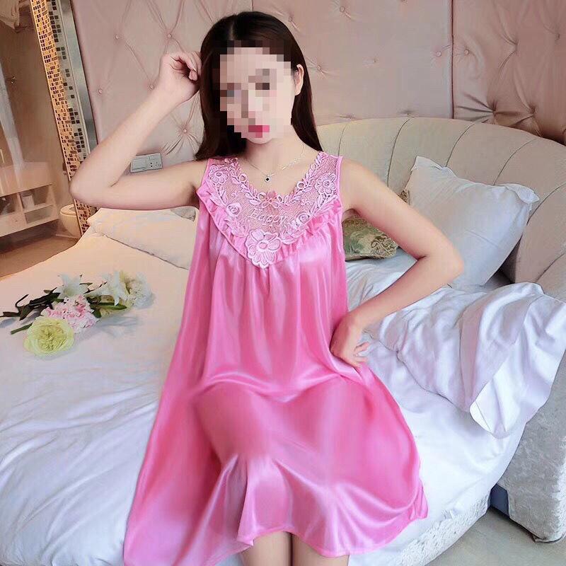 Women's Sexy Lace Summer Camisole Ice Silk Nightdress - Plus Size Loose Fit Home Wear Pajamas