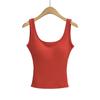 2025 Solid Color Sexy Roundneck Tank Top With Spicy Girl Style Comes With Chest Cushion, Tight Strap, Tight Top