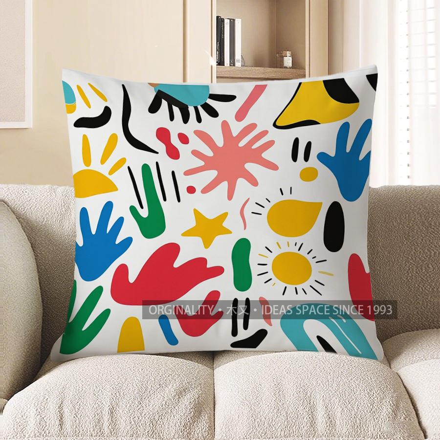 Home Decor Colorful Rainbow-Patterned Decorative Pillow Cover Pattern Cushion Cover Suitable for Sofa Bedroom Car Pillow Cover