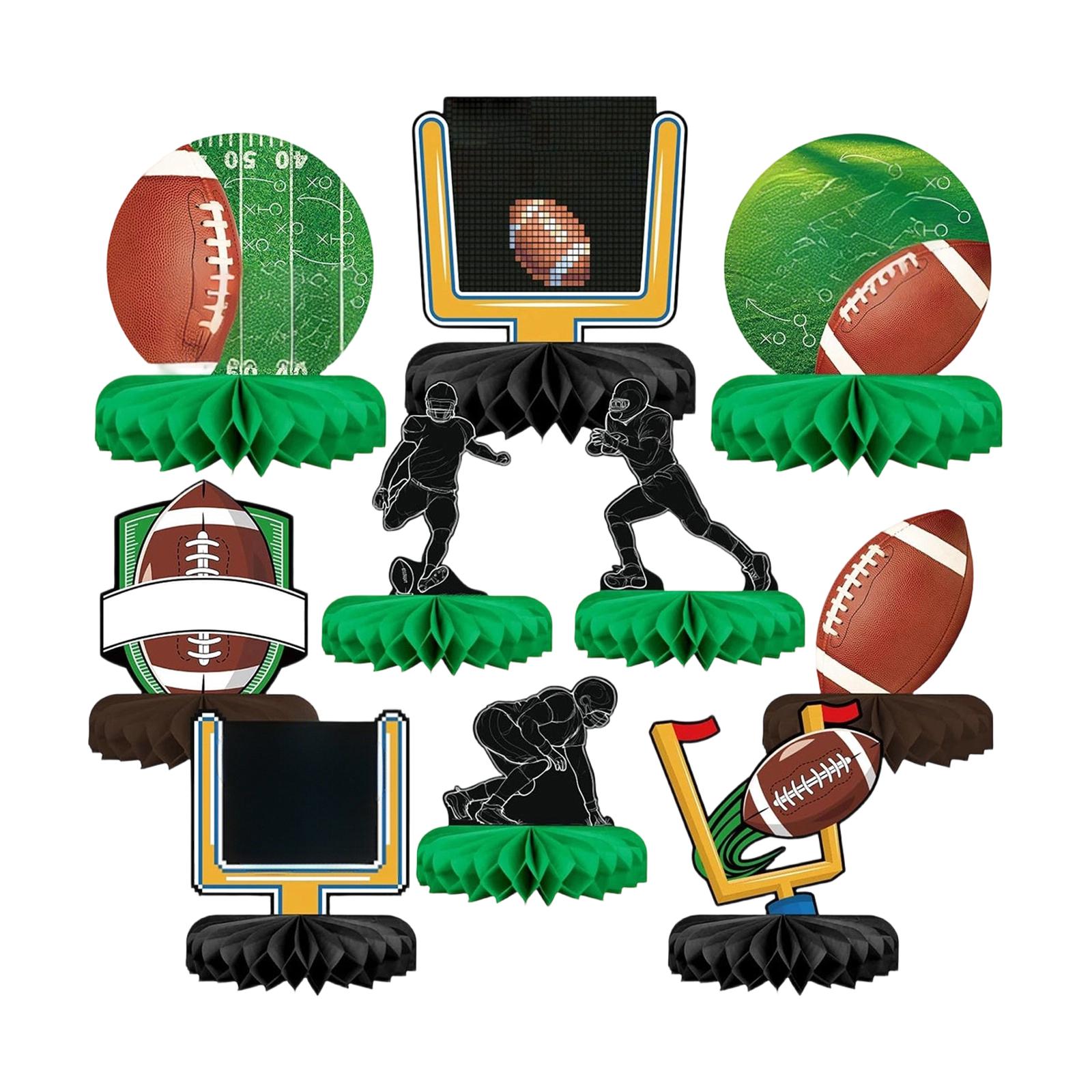

Набор из 10 предметов для футбольной вечеринки, включая настольные украшения в стиле регби, подходит для дней рождения в стиле регби и регбийных матчей. One Size