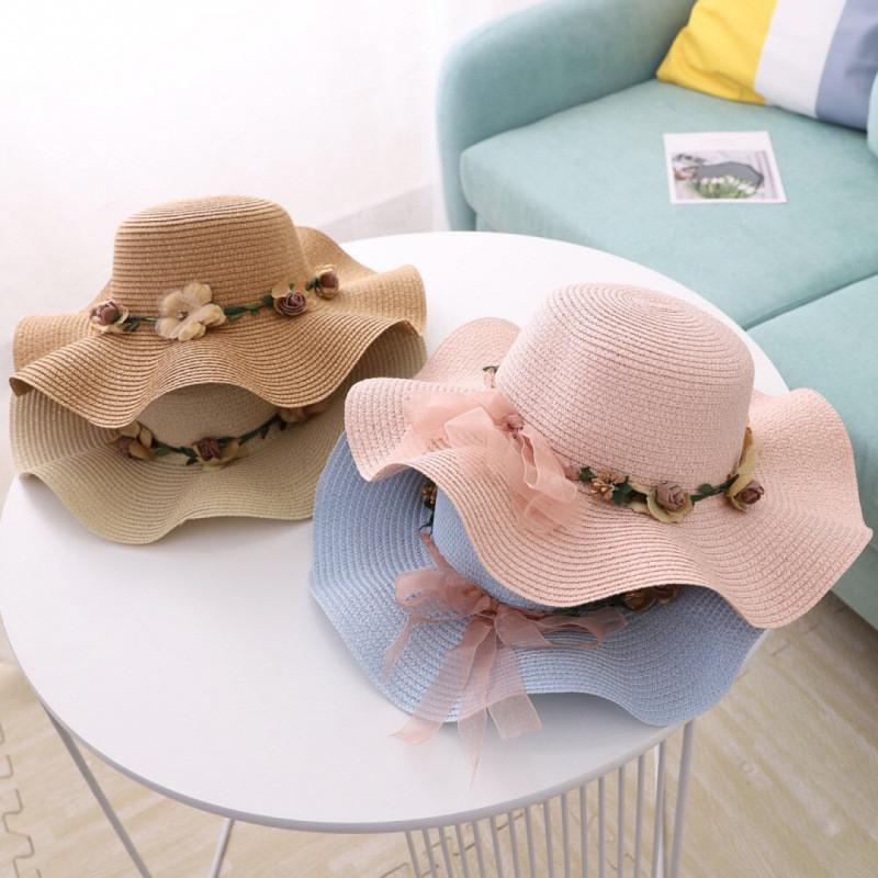 Summer Wide Brim Sun Hat For Women With Breathable Paper Material And Flower Design For Beach And Outdoor Travel