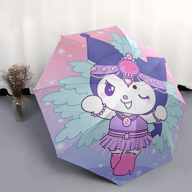 1pc Kuromi Dance Durable Cartoon Folding Umbrella, Portable 3-Fold Compact Umbrella for Men and Women, Suitable for Travel or Daily Use.V048