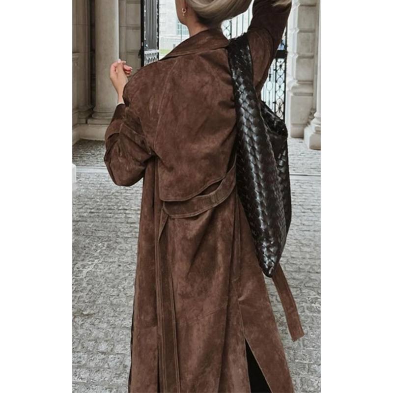 Vintage Jarní Podzimní Trenčkot Dámský Ležérní Dlouhý Dámský Kabát Volný Větrovka Kabát Bundy