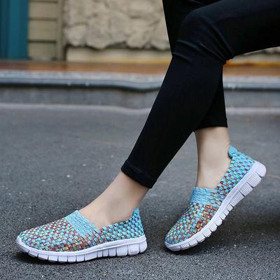 Autumn New Spring and Summer Women's Shoes Woven Sports Casual Shoes Elastic Band Fashion Trend Handmade Women's Single Shoes