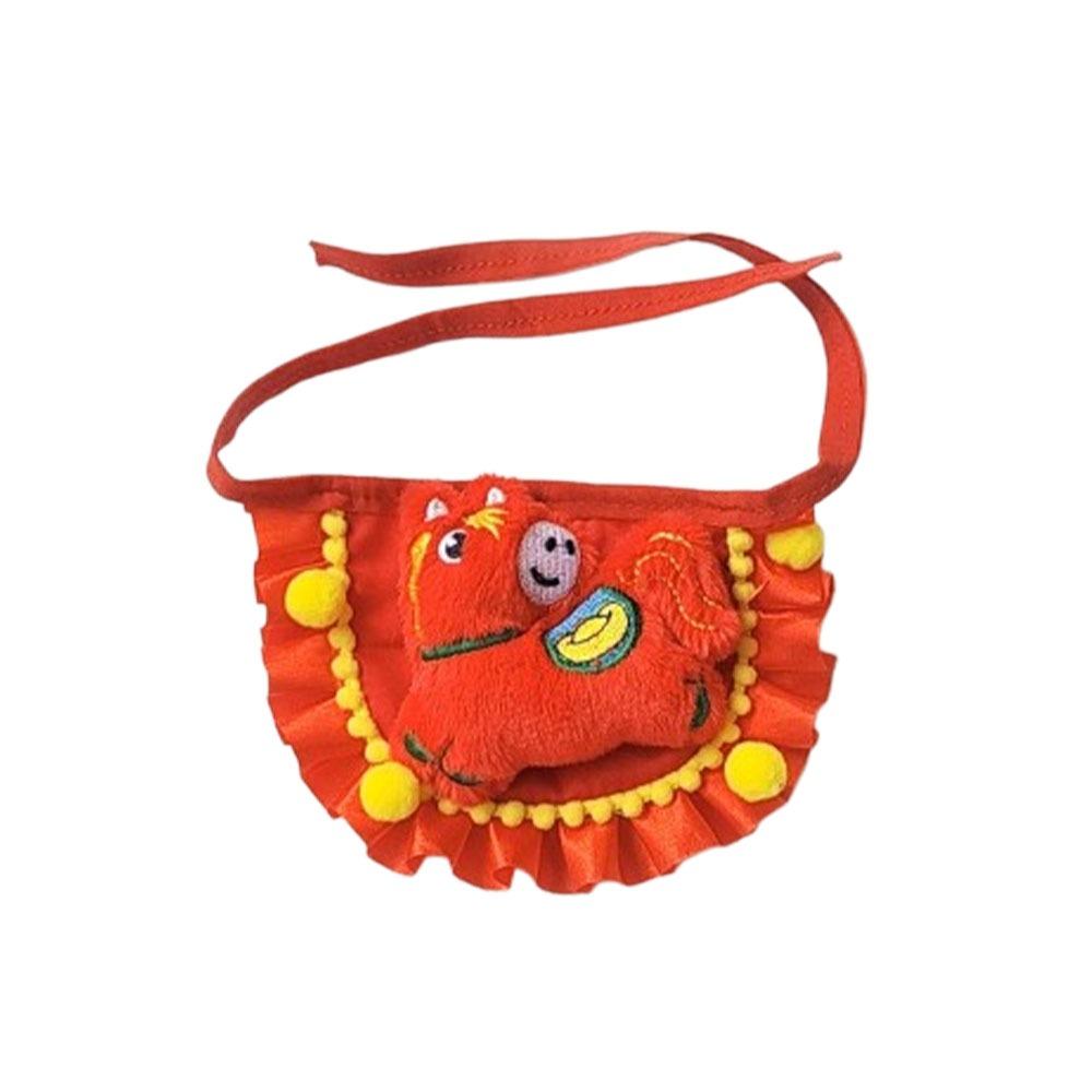 

Pet Accessory Chinese Style New Year Cat Collar Horse Pattern Comfortable Dog Scarf Cartoon Warm Pet Cat Scarfs Spring Festival червоний