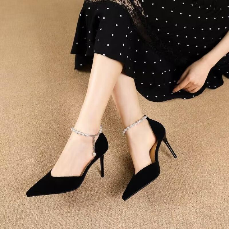 Fashion 2025 New High-quality Shoes Fashionable and Elegant High Heels Summer Rhinestone Pearl Decoration Sexy Stiletto Sandals