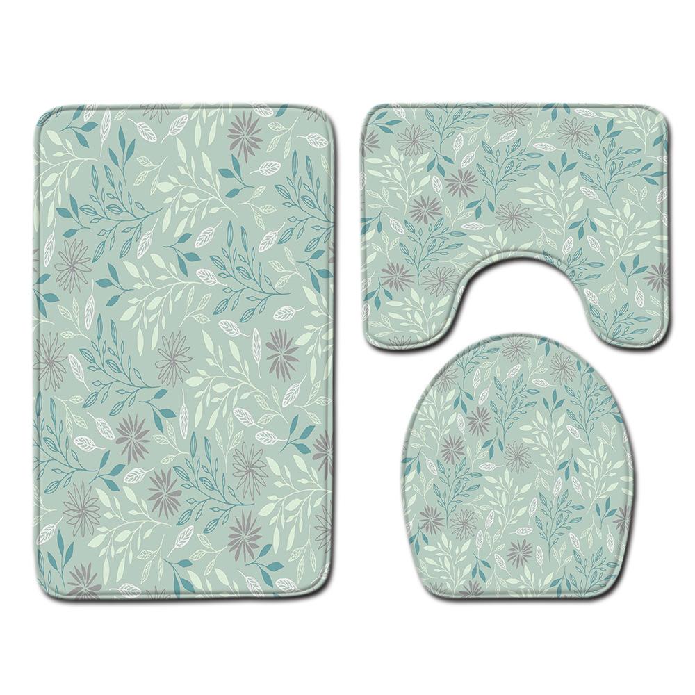 Bemalte Badezimmer-Toilette Dreiteiliges Bodenmatten-Kombinationsset Haushalts-Fußmatte Küche Saugfähiger Rutschfester Teppich