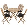5 Pcs Foldable Outdoor Dining Furniture with Cushions Bamboo