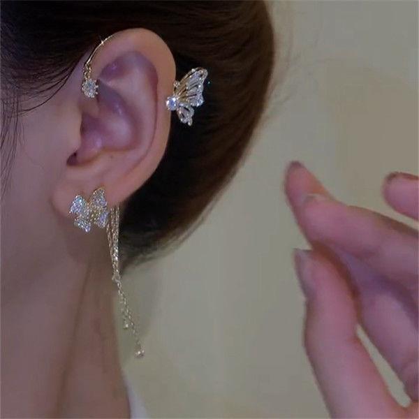 Butterfly Tassel Ear Cuffs: No-Piercing Clip-on Earrings, Women's Luxury Jewelry