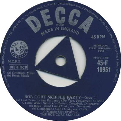 7-Zoll Schallplatte BOB CORT SKIFFLE - Bob Cort Skiffle Party 45F10951 Decca 1957 UK Rock Gebraucht