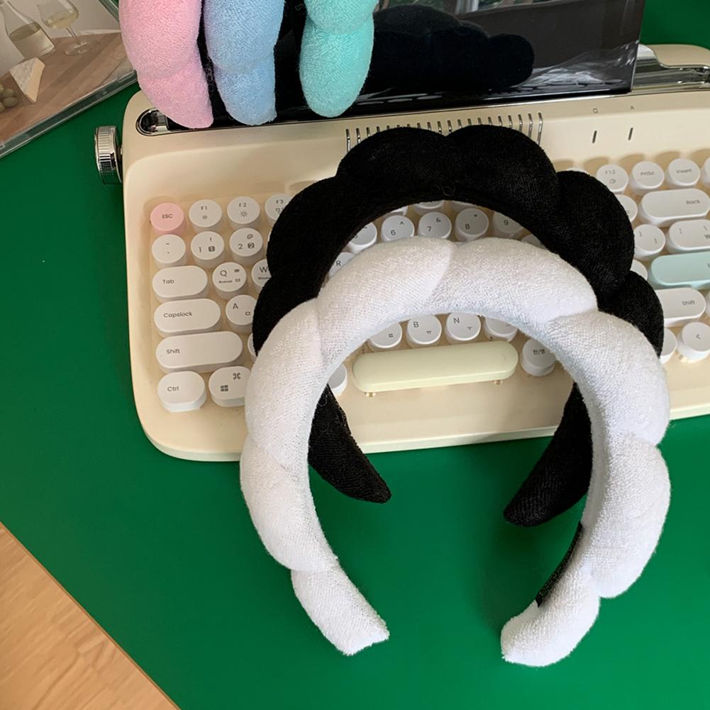 Spa Headband For Women Sponge Headband Face Washing Cute Cloud Thick Hairband For Shower Makeup Skincare
