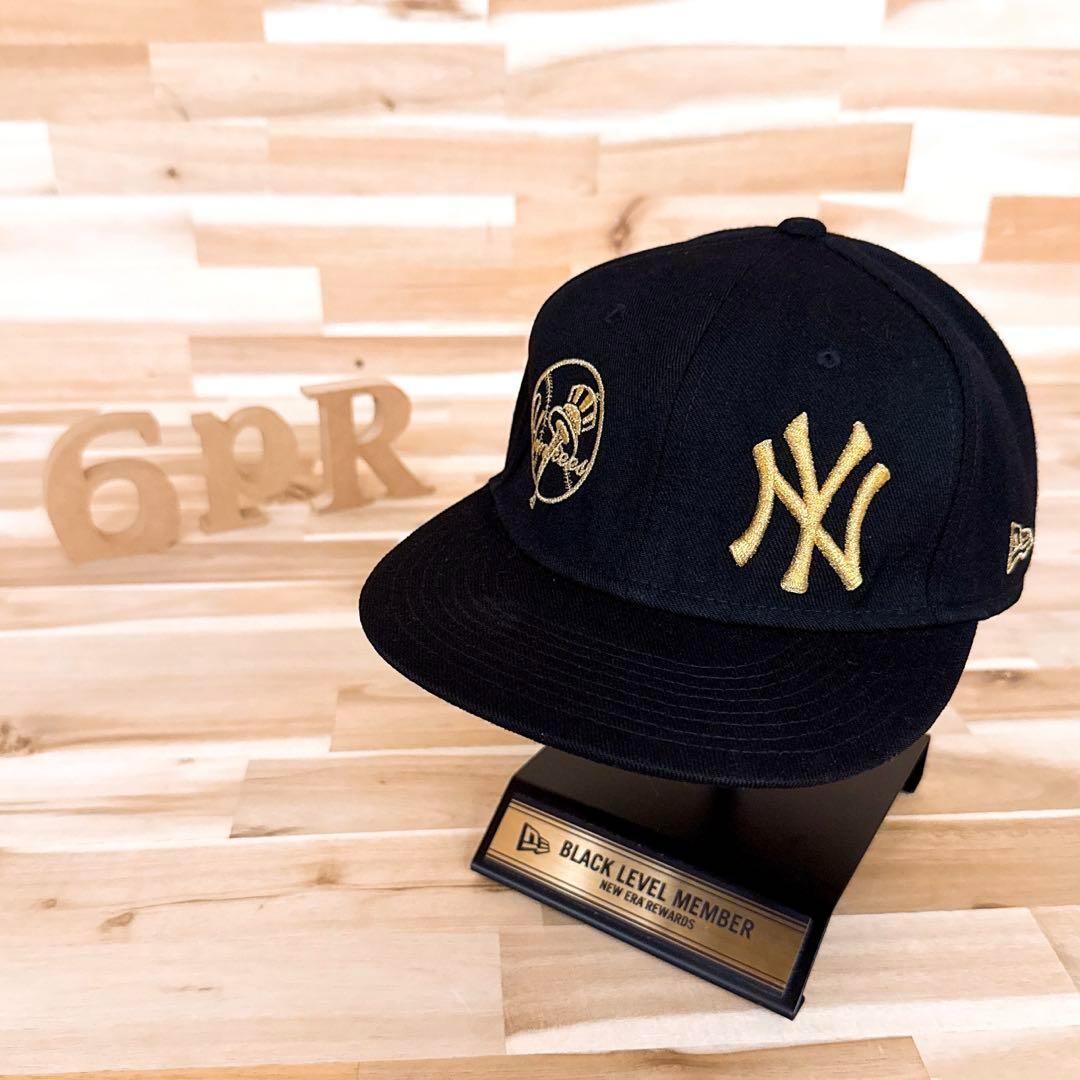 

[USED] Made in USA / Vintage New Era x Yankees Double Logo Cap Black x Gold