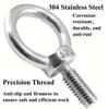 M4 M5 M6 M8 Eyebolt Rings Stainless Steel Lifting Eye Hoist Rings Hooking Nut Screw Easy Installation Marine Rigging Accessories
