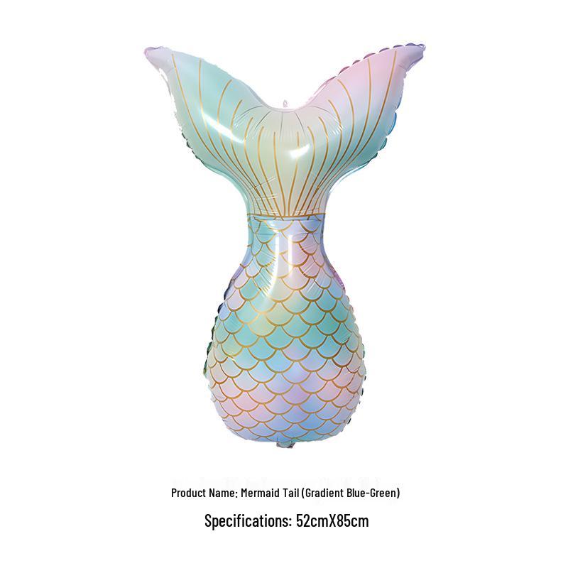 Mermaid Party Gradient Balloons Set: Tail & Large Shell Foil Balloons
