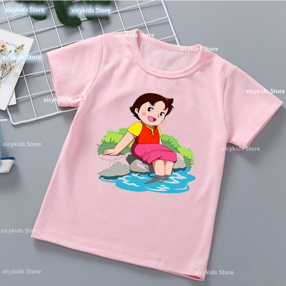 

Kawaii Girls T-Shirt Funny Heidi And Family Cartoon Print Kids Summer Shirt Tops Fashion Girls Clothes Cute Kids Clothes Tshirt 150