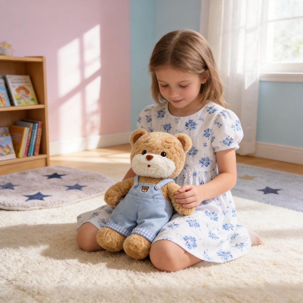 Cute Bear Plush Toy With Soft Polyester Fabric For Kids Birthday Gift