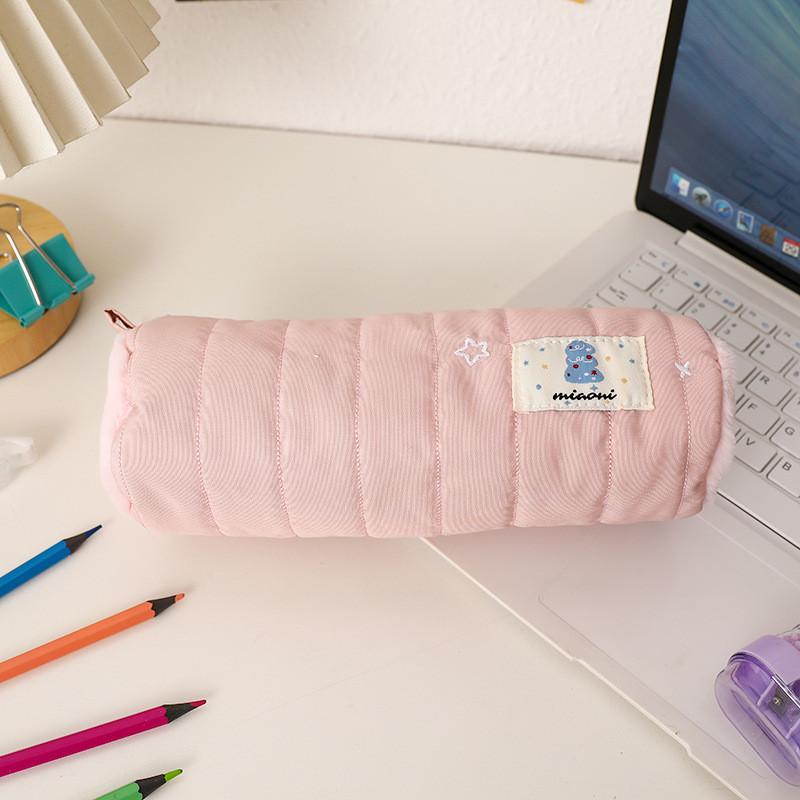 Style Large Capacity Pencil Case With Plush Snowman Design For Students And Office Use