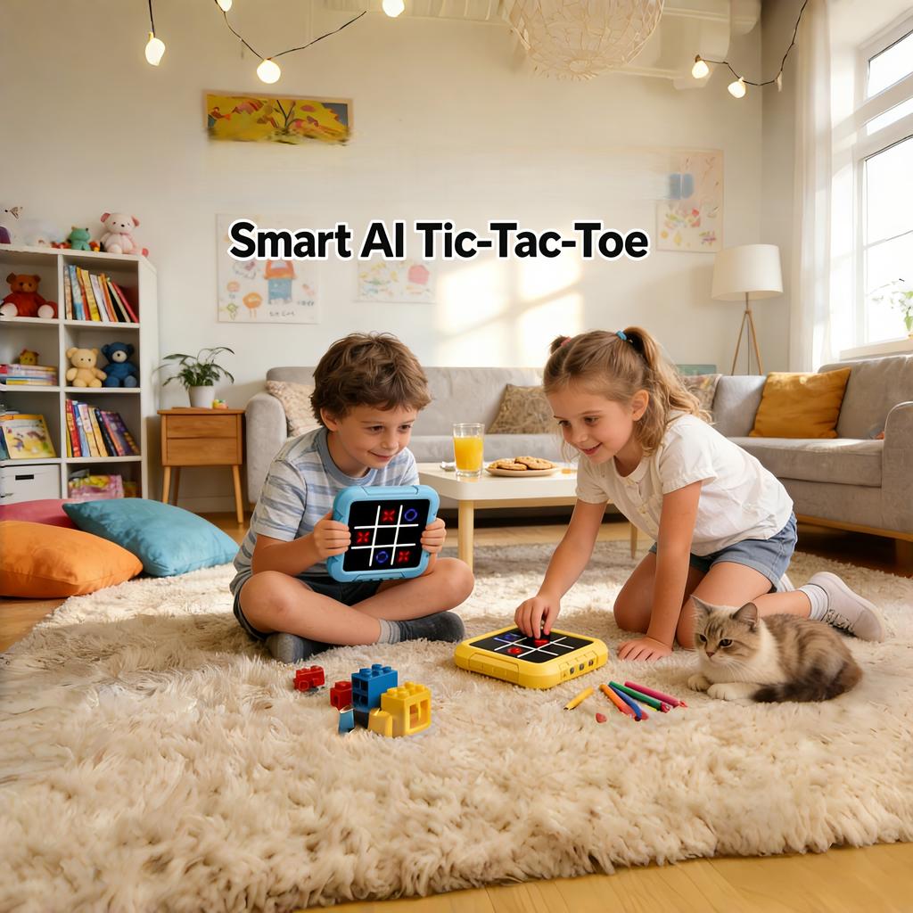 Portable Tic-Tac-Toe, Stress Relief & Educational Board Game, Multifunctional Electronic Game, Suitable for Adults and Kids