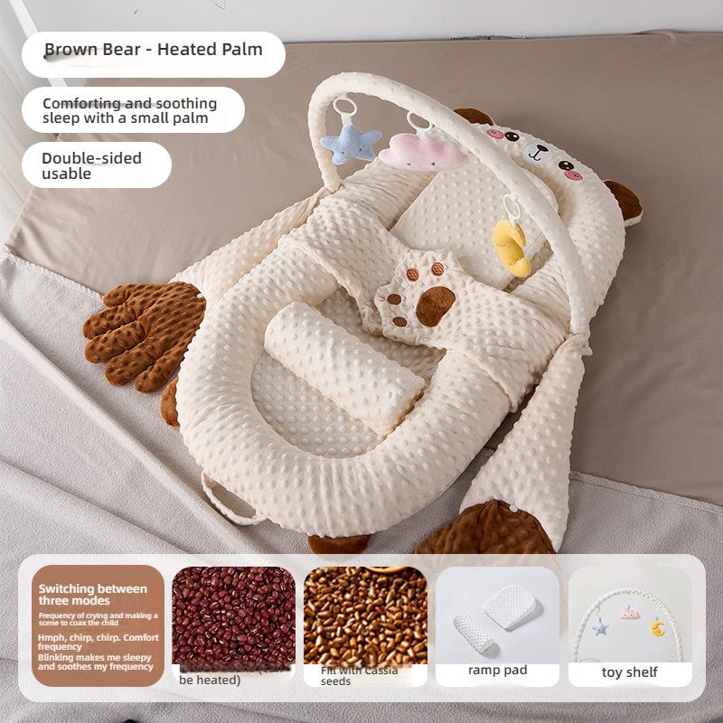 

Успокаивающая кроватка для новорожденных с наклонной подушкой и подставкой для ног и стойкой для игрушек для комфортного гнездышка Little Brown Bear+Toy Rac
