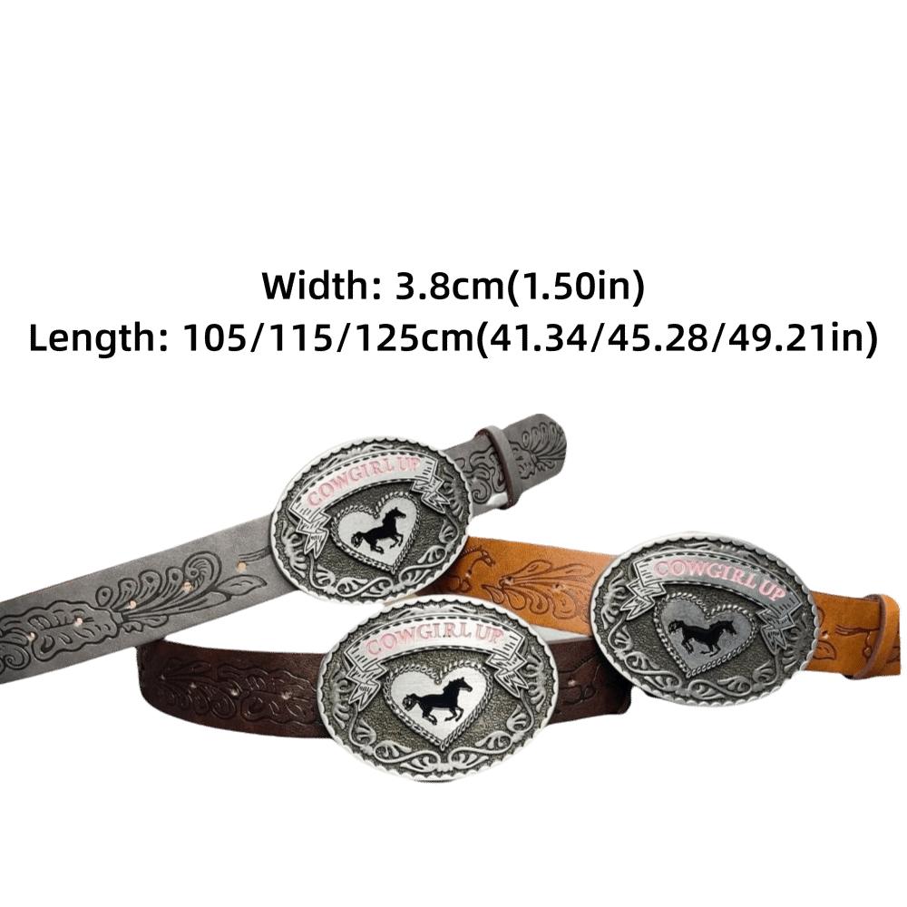 Luxury Design Western Cowgirl Belt COWGIRL UP Heart Horse Buckle Waistband for Women Spice Girls