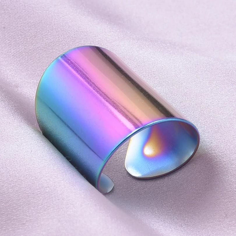 Chunky Unevenness Wide Ring Open Stainless Steel Rings For Women Men Accessories Indian Jewelry Vintage Finger Bague Femme Gift