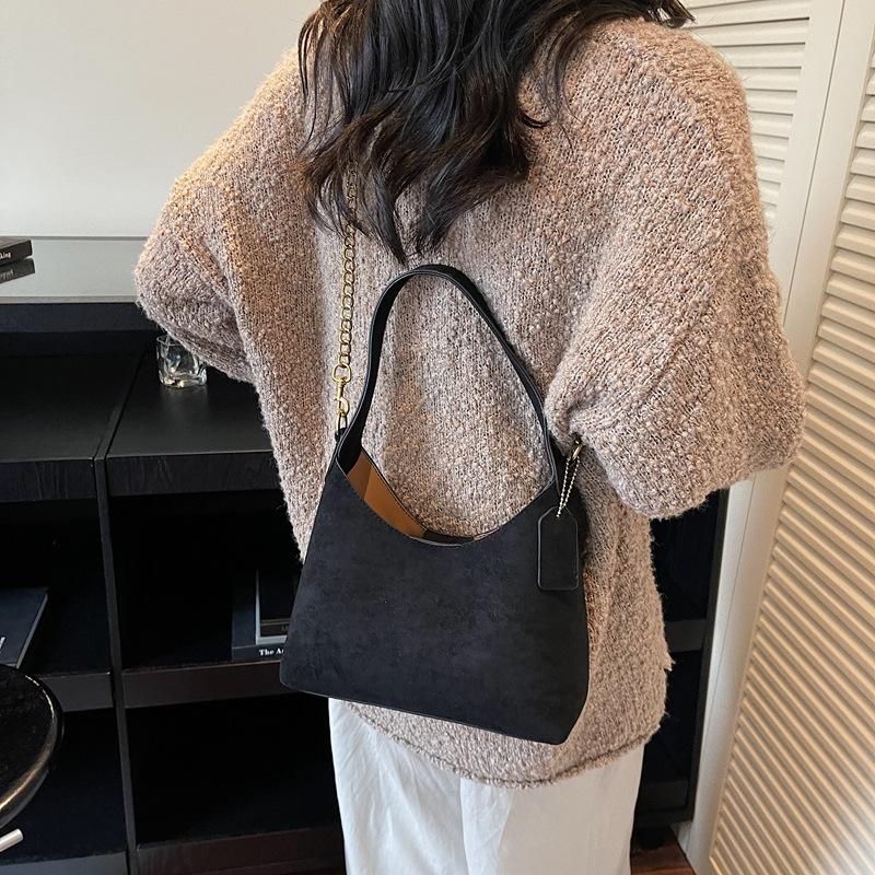Suede bag women's autumn and winter niche chain messenger bag portable retro dumpling bag
