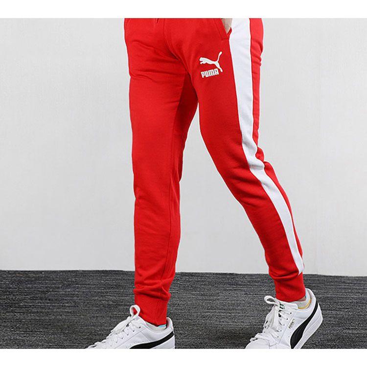 Puma Contrast Knit Joggers Men Bottoms Red 595983-11