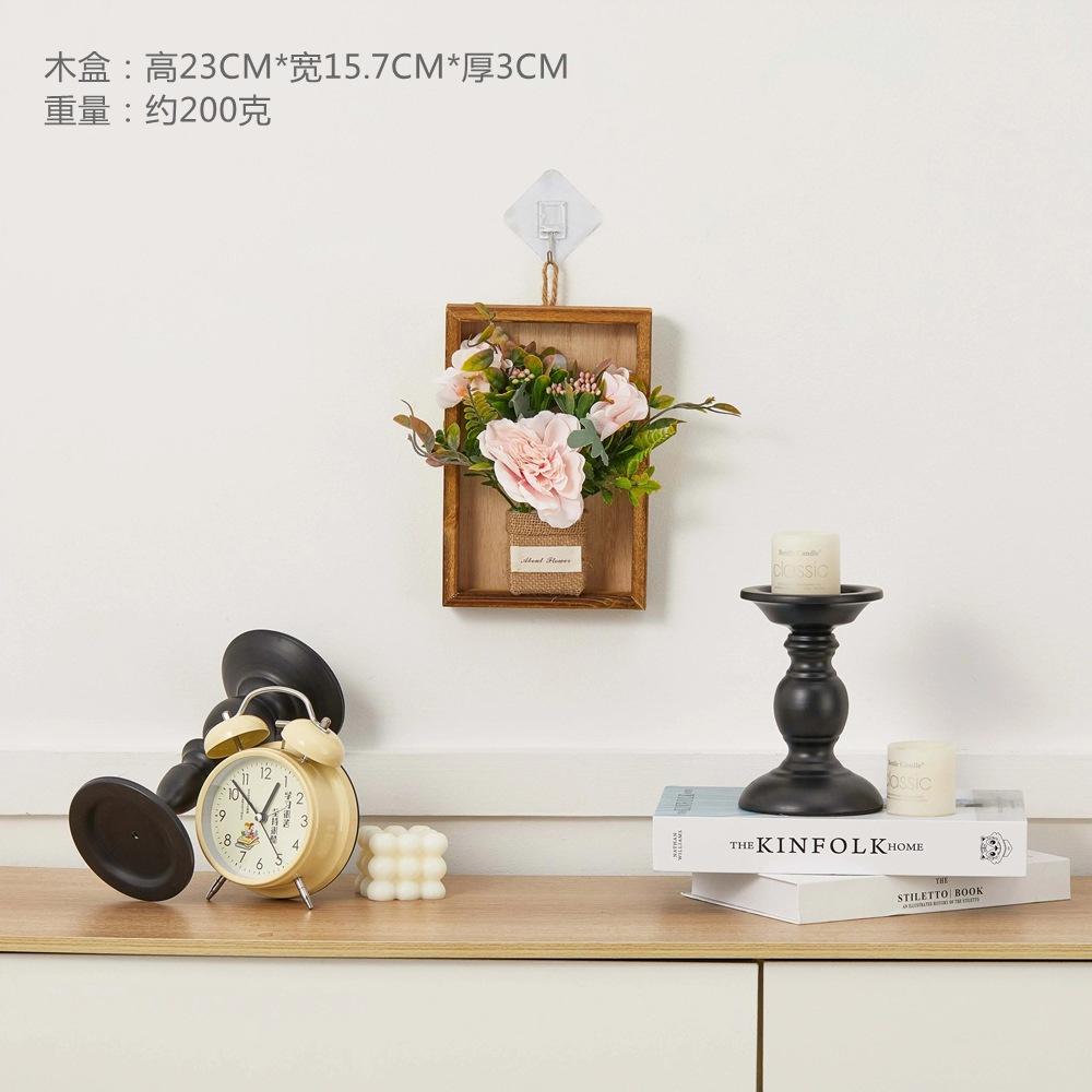 Retro Wall Decoration Pendant Wall Mounted Wooden Flower Box Simulated Flower Pendant Wall Accents Decoration Crafts