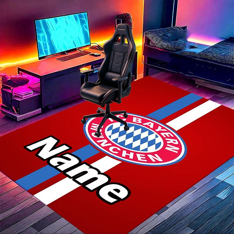 Custom Name Personalized FC Bayern Print Carpet, Versatile Home Decor Rug, for Playroom, Apartment, Balcony, Entryway, Hallway Gift