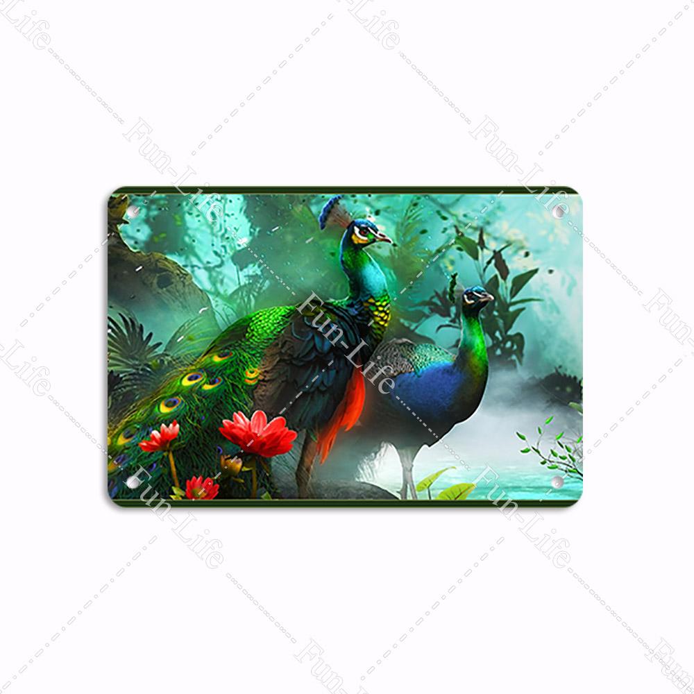 Forest Plate Poster Bird Vintage Home Decor Colorful Tree Retro Metal Tin Signs Pub Car Garage Wall Art Home Decor 20x30cm