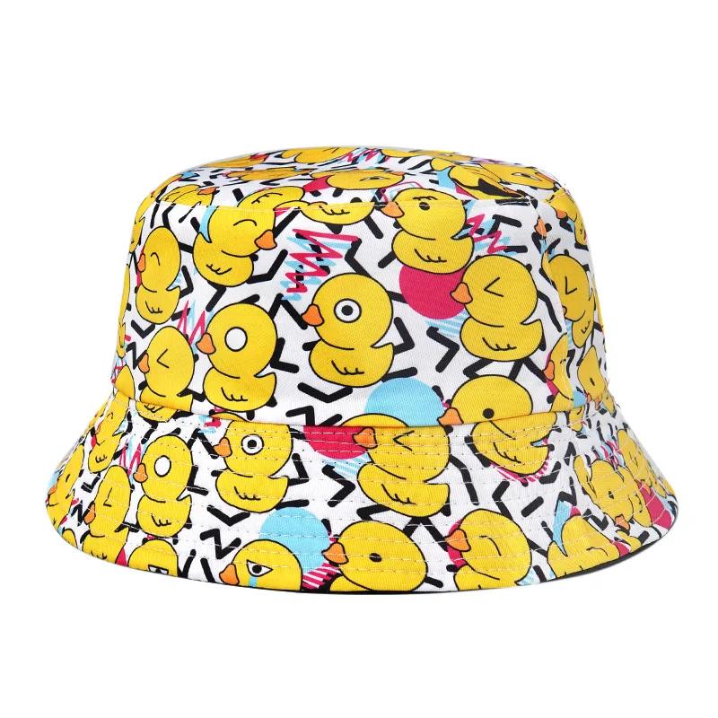 

Duck Print Bucket Hats For Men Women Summer Sunshine Fisherman Hat Reversible Outdoor Sunscreen Hip Hop Panama Sun Gorras M 56-58cm