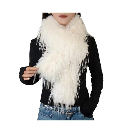 Women Scarf Solid Color Imitation Turkey Feathers Long Scarf Autumn Winter Warm Scarf Daily Party Street Wear