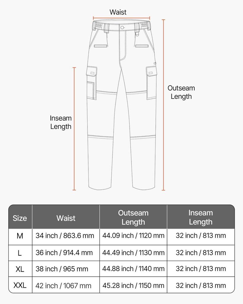 FR Pants for Men, 100% Cotton, Flame-Resistant Cargo Pants with Multi-Pockets and Elastic Waist, Reinforced Tear-proof Stitching, Ideal for Welding