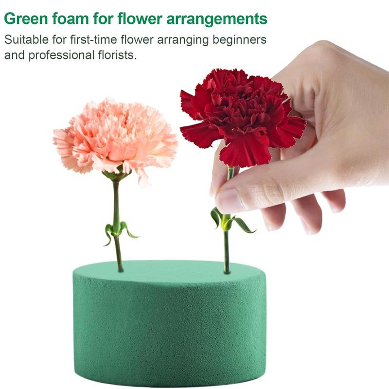 Green Round Floral Foam Blocks, Wet & Dry Florist Bricks for Fresh & Artificial Flowers, DIY Wedding Birthday Party Flower Decoration