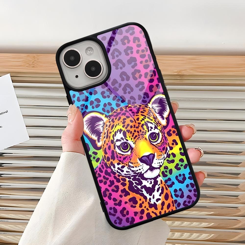 Lisa Frank Tiger Horse Dog Cat Phone Case For Iphone 16 Pro 15 Pro Max 14 12 11 13 Mini 8 7 Plus X Xs XR PC+TPU Design Cover