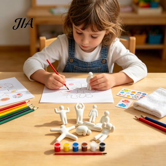 Handmade Art Collection 8Pcs Paintable Blank 3D Printed Chameleon Figurines, DIY Unpainted White Craft Project Model Kit with Painting Brushes,