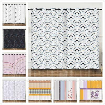 Curtains Simple And Simple Pattern 3D Digital Printing Blackout Curtain Punching