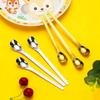 304 Stainless Steel Yuanbao Children's Long Handle Dessert & Mixing Spoon