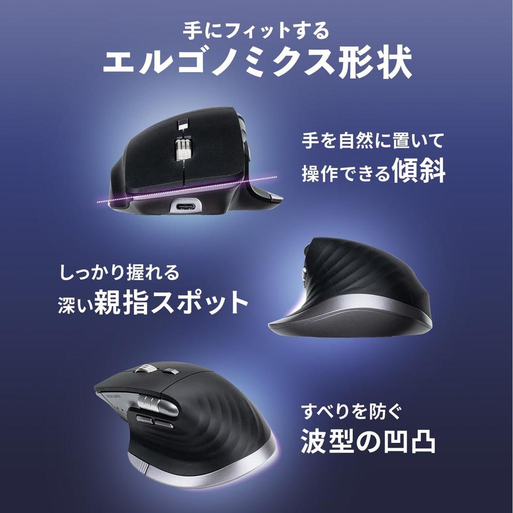 Sanwa Direct Wireless Bluetooth Side 5 Silent Rechargeable Mouse, High-Speed Scrolling, Wheel, Buttons, Operation, Multi-Pairing, (Model 400-MAWB220)