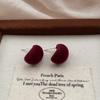 Light Luxury Red Velvet Stud Earrings Autumn And Winter Personalized Stud Earrings Temperament Advanced Warmth Elegant Retro Earrings