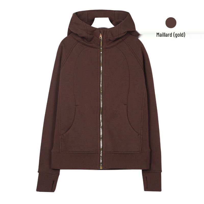 Sweat à capuche zippé intégral Lulu Original pour femme - Coupe ajustée - Veste de sport décontractée pour le yoga