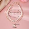 Stylish Simple Pearl Necklace Double Layer Women's Necklace Stacked Wind Alloy Necklace, Accessories