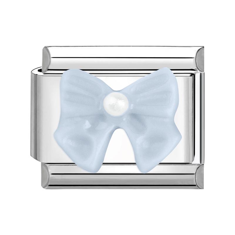 Sweet Cute Bow Knot Butterfly Pink Blue Heart Italian Charm Links Fit 9mm Stainless Steel Bracelet Women DIY Making Zircon Gift