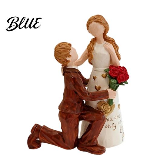 Exclusive Love Symbol Figurines for Decor Faceless Wedding Couple Figurine Resin Statue Romantic Proposal Tabletop Sculpture Living Room Ornament