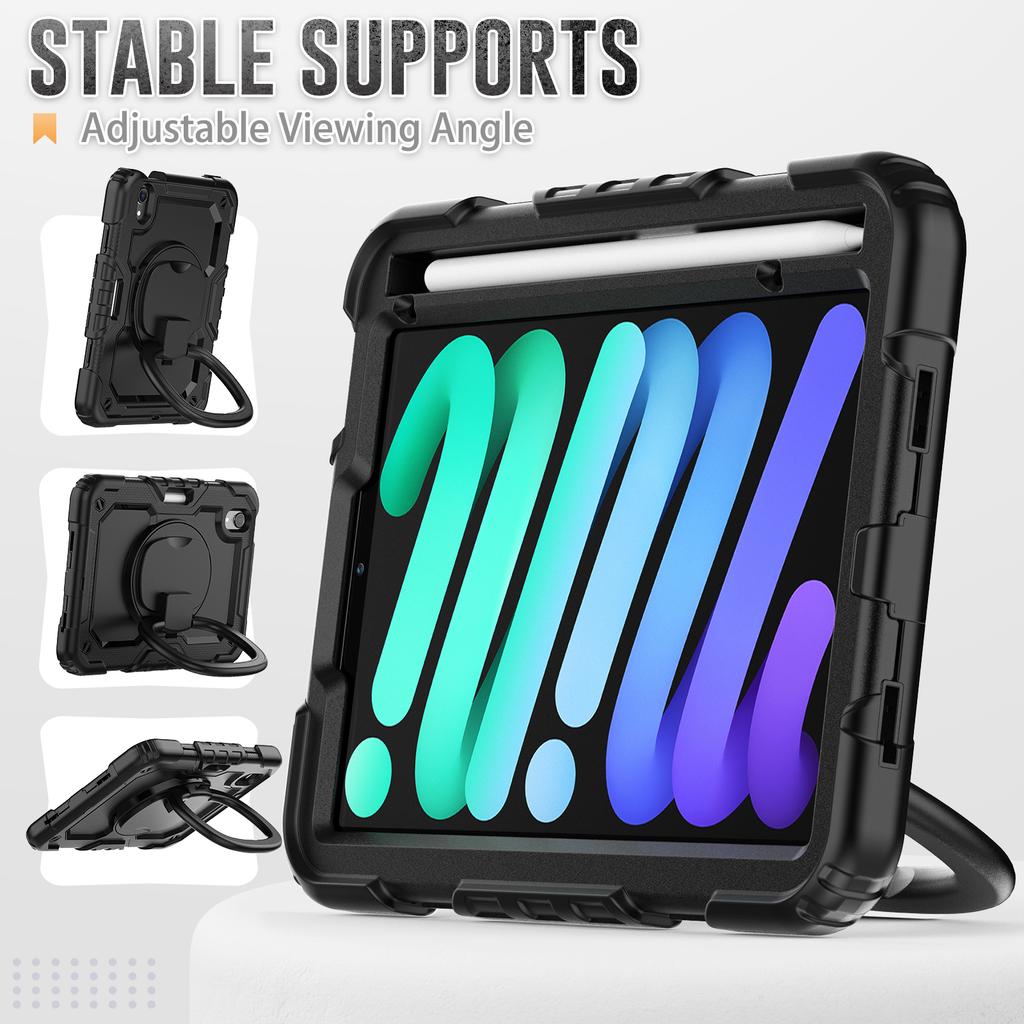 Rotating Stand Armor Case Universal For iPad Mini 7 2024 A17 Pro Mini 6 2021 8.3 A2993 A2995 A2568 With Handle Grip Hybrid Cover