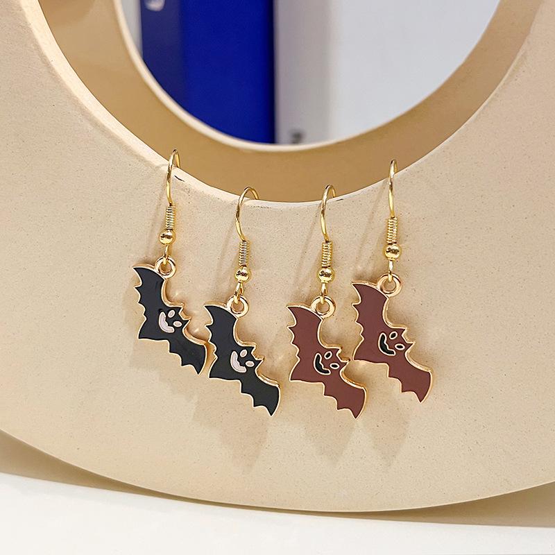 2022 Cartoon Cute Oil Drop Bat Holiday Cartoon Character Ear Hook Personality Earrings Earrings