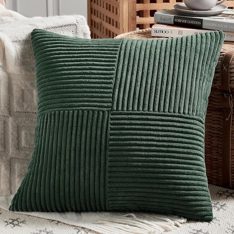 2pcs Bohemian Style Corduroy Striped Pillowcases 18x18 Inch Stripes for Sofa, Bedroom, Living Room - Fall Home Decor, Decorative Pillowcases